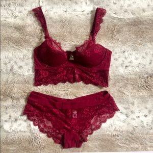 Burgundy Underwear & Bra Set